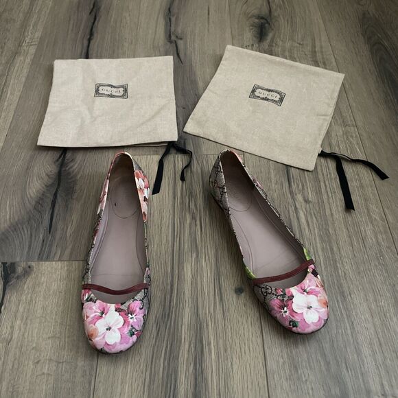 GUCCI GG Supreme Bloom Monogram Ballet Flats Slip On Shoes Size 38.5 - Picture 1 of 8
